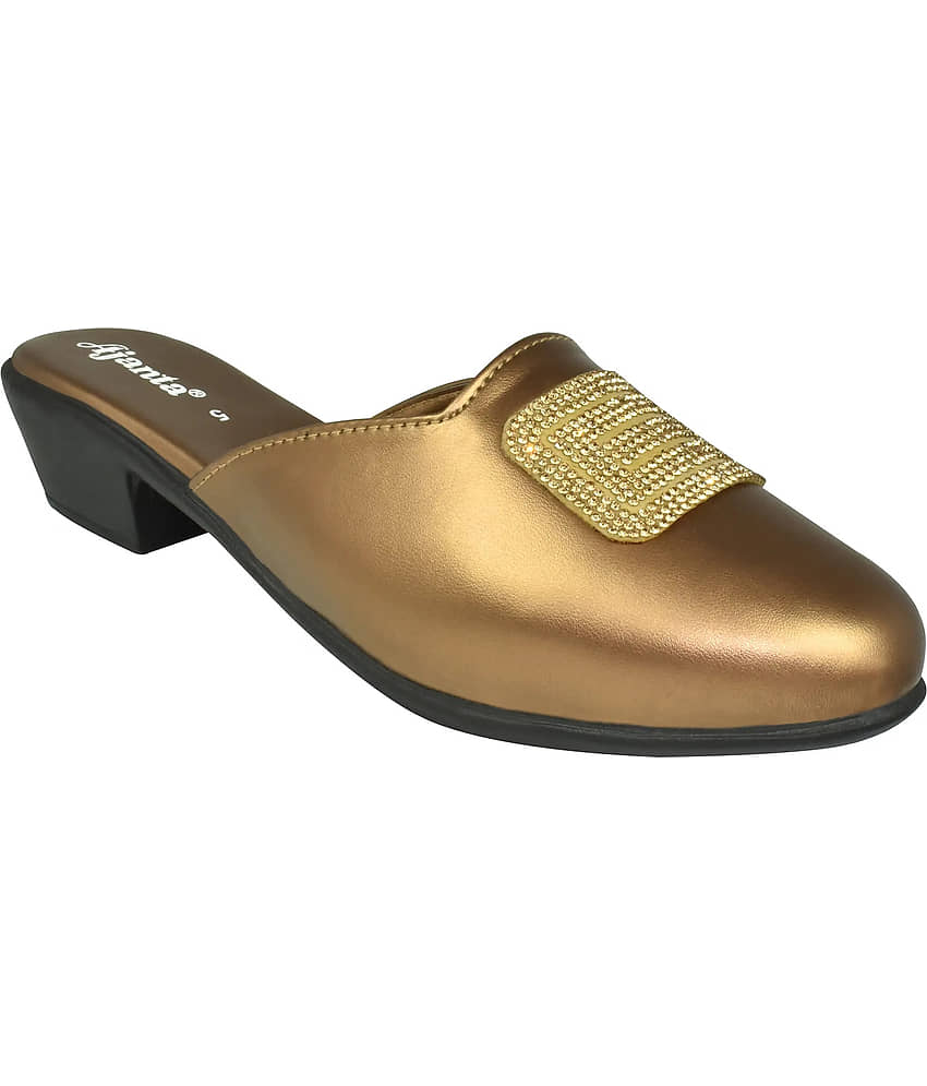 Ajanta Gold Women's Slip On Heels view 2