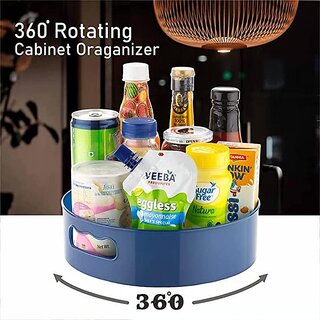 Rotating Kitchen Spice Cosmetic Holder Organizer Rack Tray (23L X 23B X 75H Cm, White,Plastic, Tiered Shelf) view 2
