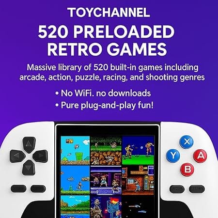 TOYCHANNEL Handheld Gaming Console with 520 Retro Games | Controller Design, Crystal Press Buttons & 3-Inch HD Screen view 2