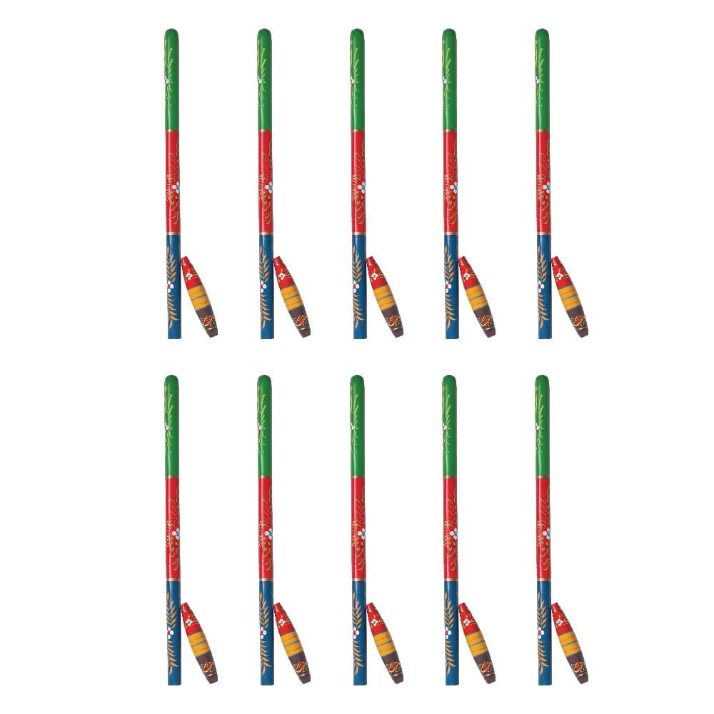Desi Toys Gilli Danda | The Stick and Peg Game | Classical & Nostalgic Gulli Danda | Outdoor Games | Wooden Viti & Dandu Included | for Kids & Family | for 8 Years & up (Pack of 10) view 2