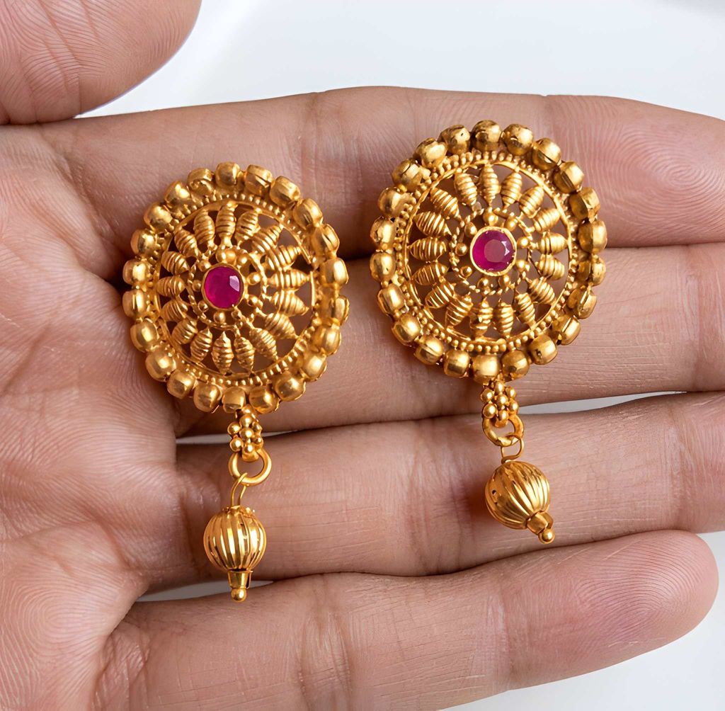 Gold Plated Chick Set Round Necklace Set with Matching Earrings for Women Traditional Ethnic Jewellery for Wedding Party Festive Wear view 2