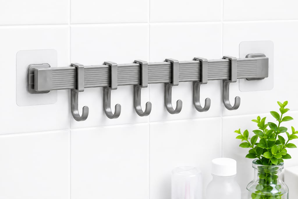 6-in-1 Adjustable Slider Hook | Self Adhesive Multipurpose Wall Hanger