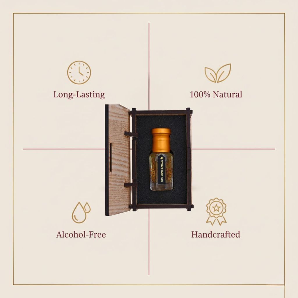 alNaqi Shahi Sandal 12ml - Premium Sandalwood-Oil for Men, No Alcohol Chandan-Attar, Original Shahi-Scent, Long Lasting Woody-Perfume view 2