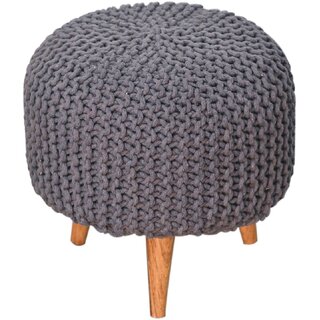 Keeva Grey Round Footstool view 2