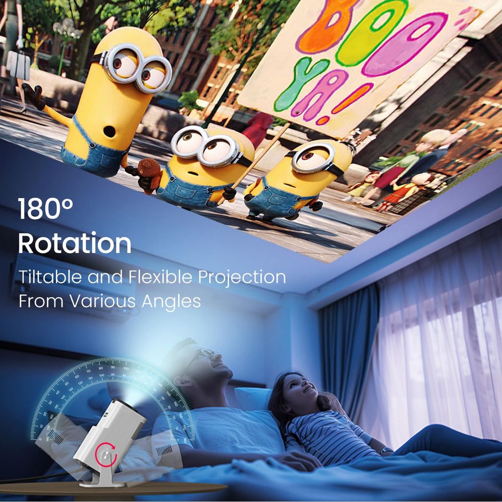 Portronics Beem 470 Mini Smart LED Projector,720p HD,2000 Lumens,Pre-Installed Streaming Apps(Netflix, Prime Video, Hotstar),Auto Keystone,3W Speaker,Adjustable Angle, Wireless Screen Mirroring view 2
