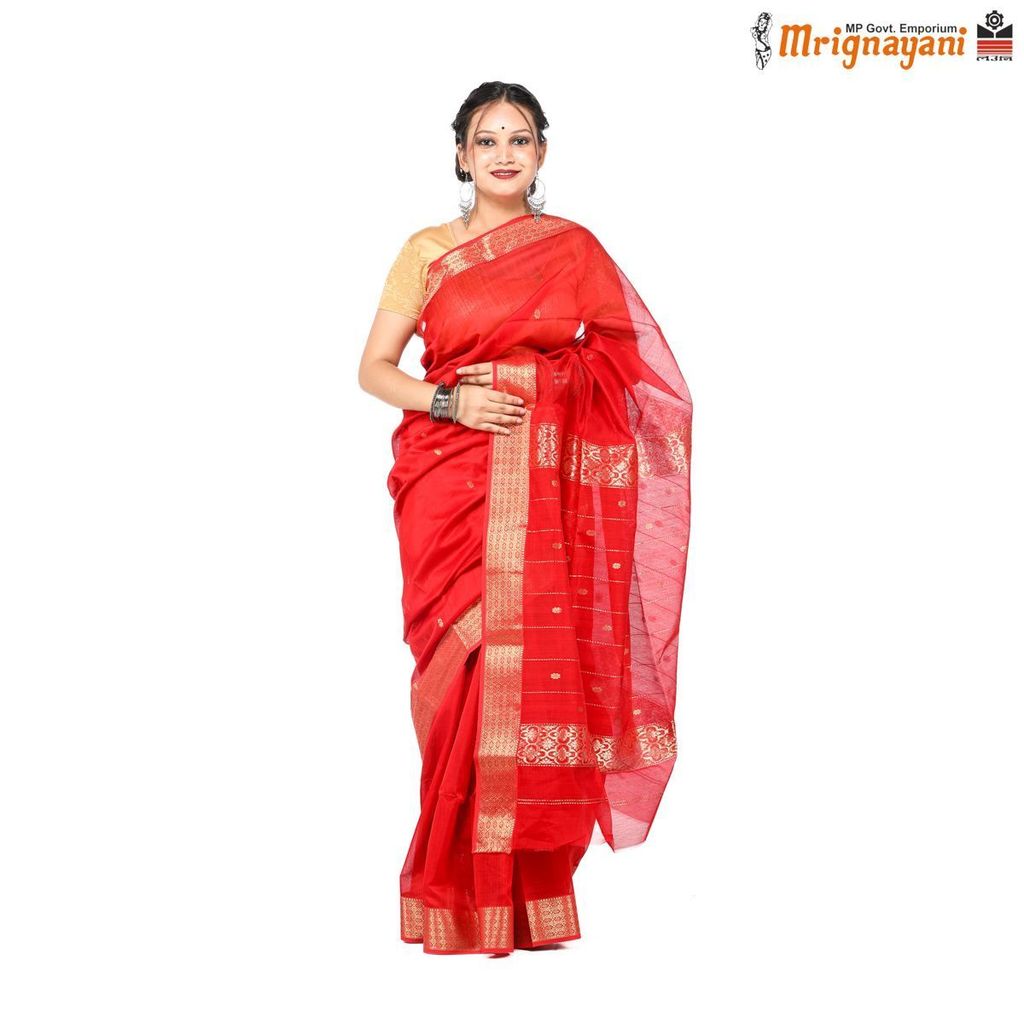 HANDLOOM MAHESHWARI SILK SAREE WITH BLOUSE (SKU - 3S0108180522, SAREE-1130) view 2