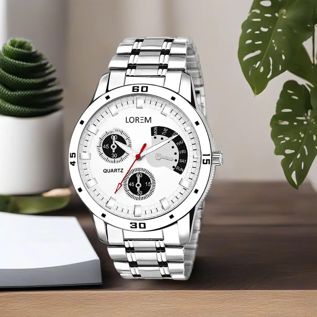 LOREM Silver Smiley Analog Watch for Men LR101-UF view 2