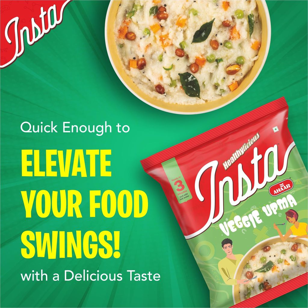 Insta Ahaar Veggie Upma - 60g | Ready-to-Eat | Instant Snack view 2