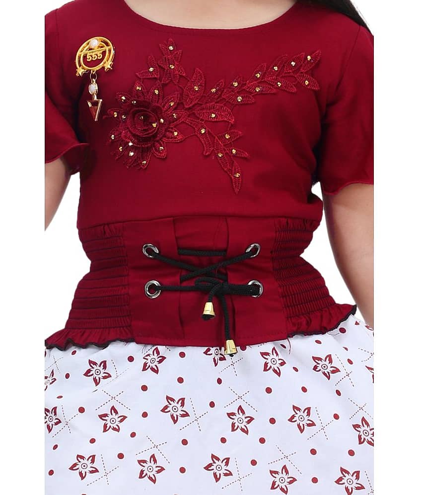 New Collection Rayon Frock For Girls ( Pack of 1 , Maroon ) view 2