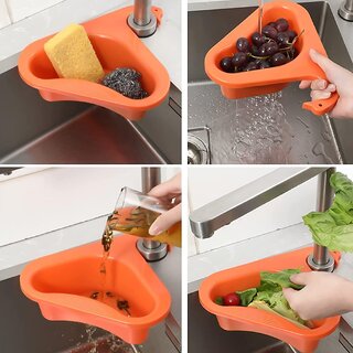 (Pack of 2) Multipurpose Swan-Shape Kitchen Sink Organizer Basket - Corner Dish Drying Rack for Fruits, Vegetables & Waste (Multicolor) view 2