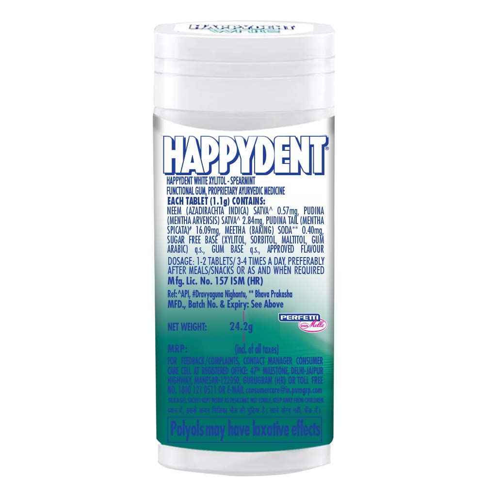 Happydent White, Xylitol Sugarfree Spearmint Flavour, Chewing Gum Pocket Bottle, 24.2 G, 22 Pc view 2