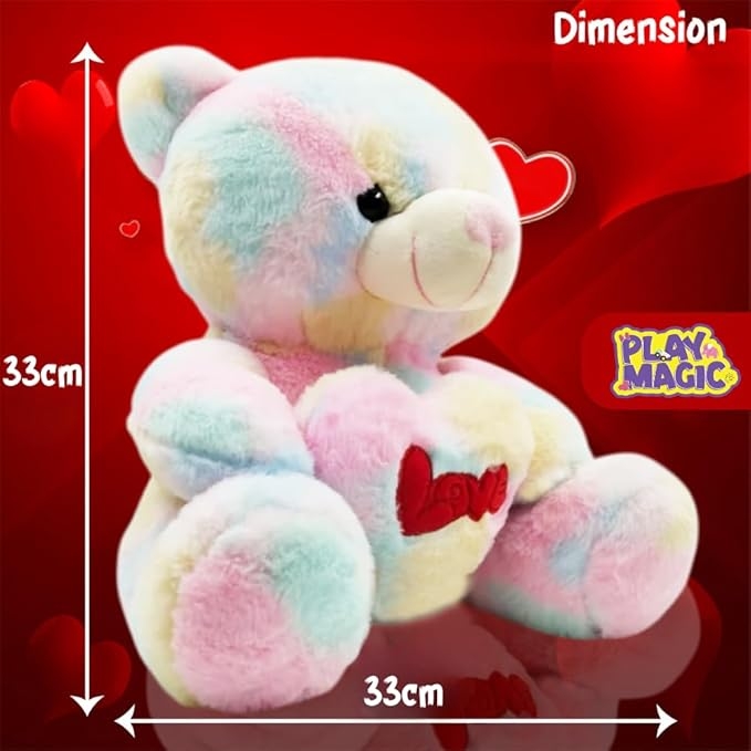 PlayMagic Rainbow Teddy with Heart - 33 cm view 2