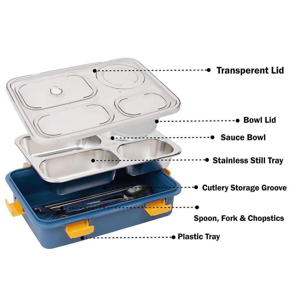Faircost Stainless Steel Lunch Tiffin Box with 4 Compartments - Perfect for Boys and Girls for School & Offices view 2