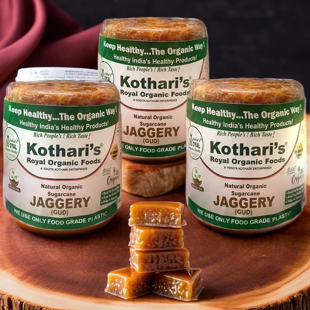 Kothari's Royal Organic Jaggery 900 GM (Sugarcane Jaggery Block/Gud/Gur/Gud Bhelli/Vellam/Sharkara Bellam/Nattu/Jaggey/Pure/Natural/No Preserveties) view 2