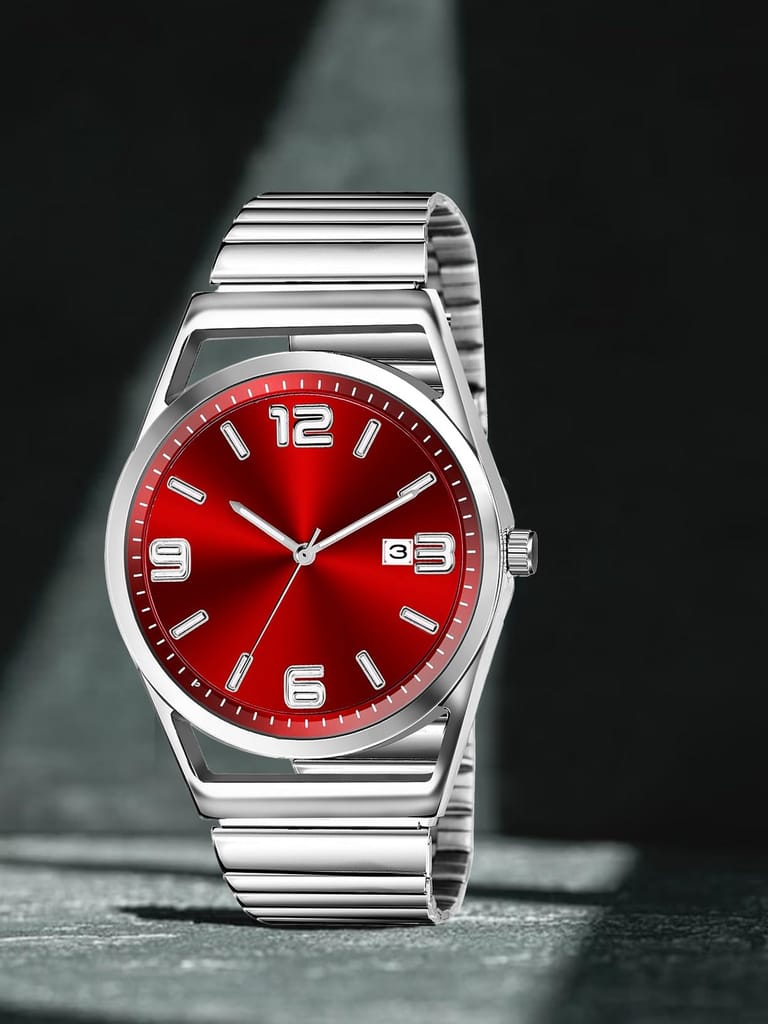 Red Dial Date Function Analog Watch for Men LR156 view 2
