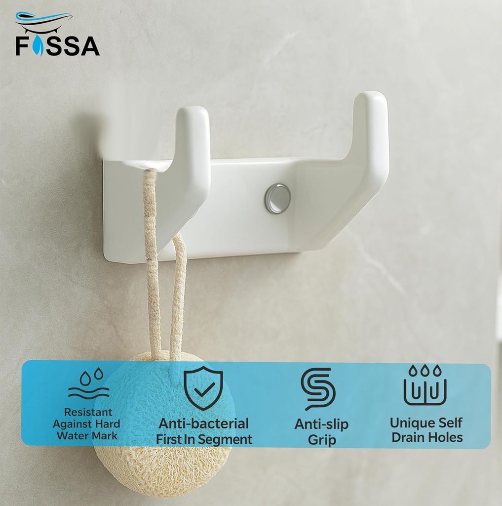 Ceramic White Robe Hook Unbreakable Glossy Finish (RW-131) view 2