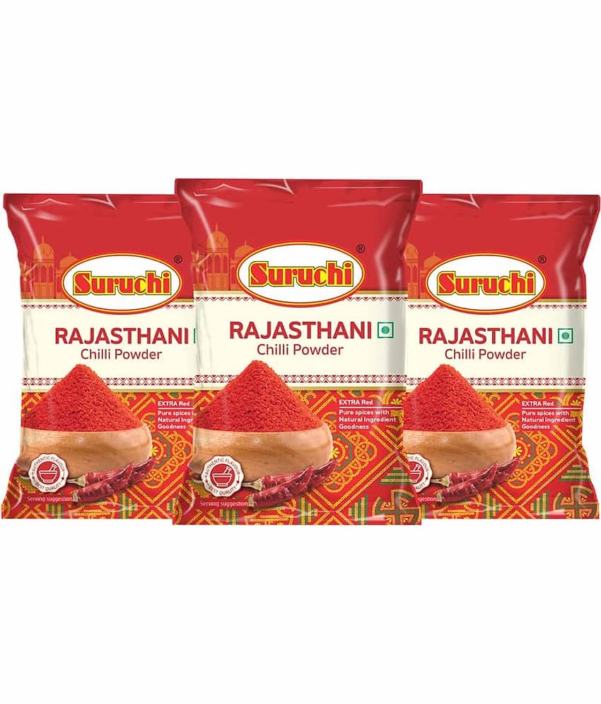 SURUCHI Rajasthani Chilli Powder 500g Each, Red Chilly (Lal Mirchi) Powder - Masala 500 gm Pack of 3