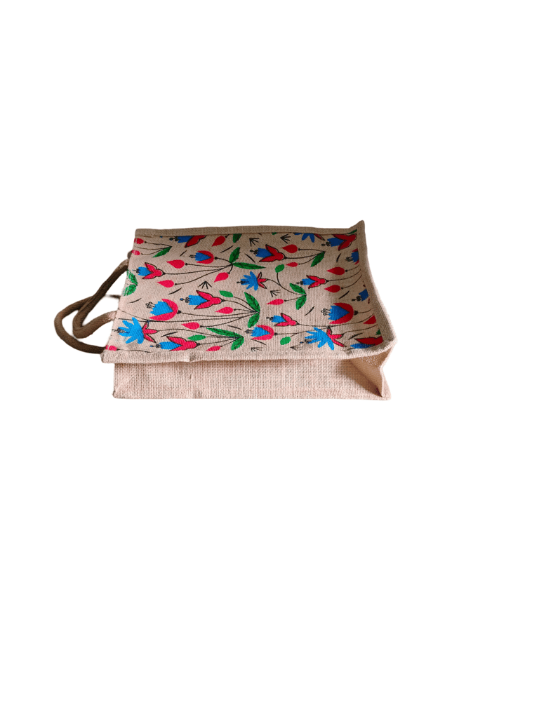 Floral Print Jute Lunch Bag view 2