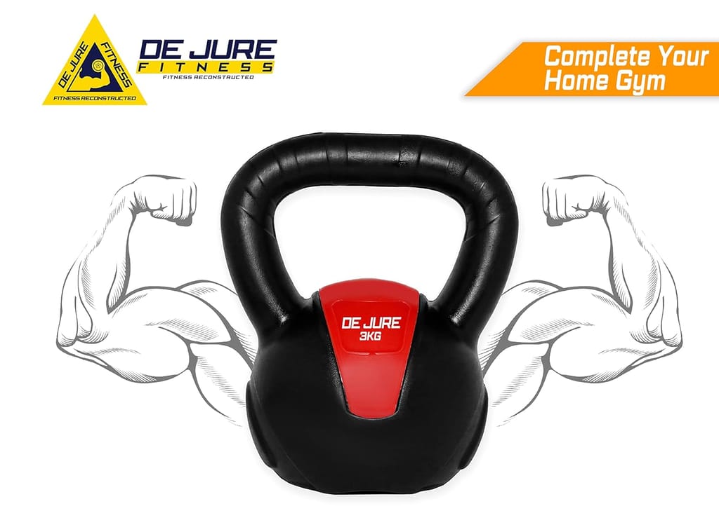 De Jure Fitness PVC Kettle Bell for Strength and Cardio Training, Full body exercises for Men & Women 3kg view 2