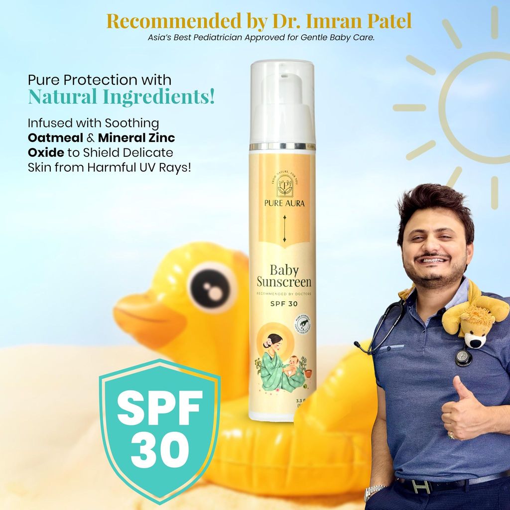 Pure Aura Baby’s Sunshine Shield Duo | Ayurvedic Baby Sunscreen SPF 30 & Baby Lotion | Natural Sun Protection & Calming Skincare for Delicate Skin view 2