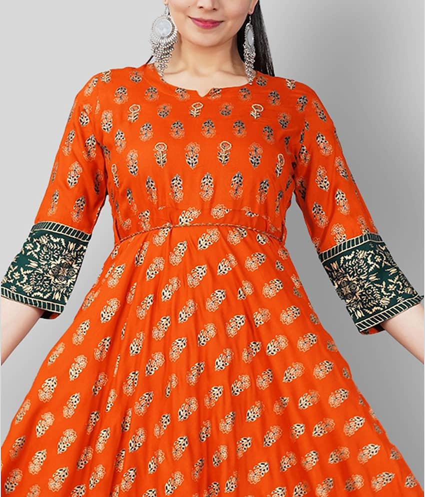 Mishree Collection - Blue Rayon Women's Anarkali Kurti ( Pack of 1 ) view 2