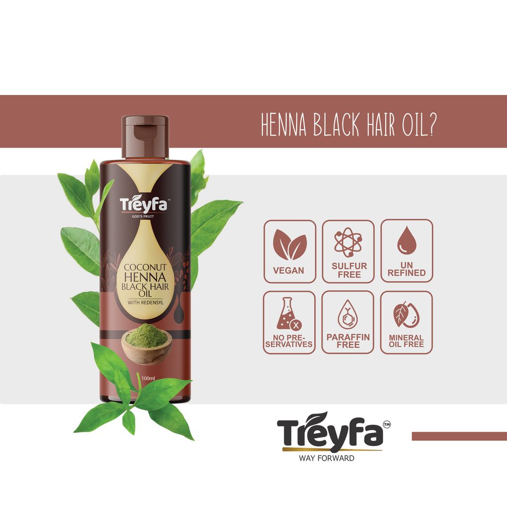 Treyfa coconut henna black hair oil for naturally black & healthy hair(100ml) view 2