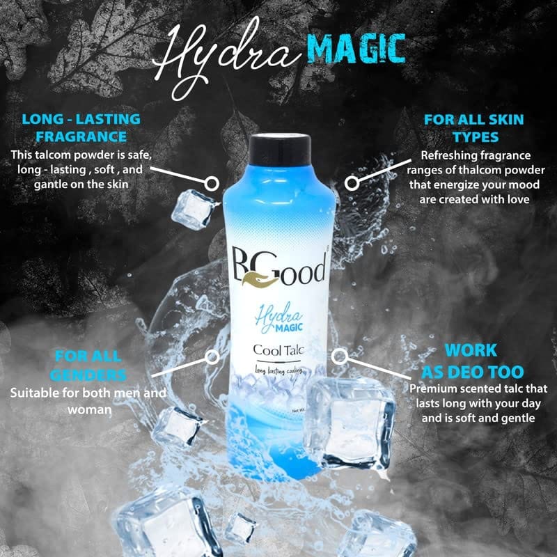 Talcum Powder- Hydra Magic Cool Talc- 100gm x 3 - Pack of 3 , Body & Face Talc Powder for Women & Men Combo Offer Powder Deodorant Talc view 2