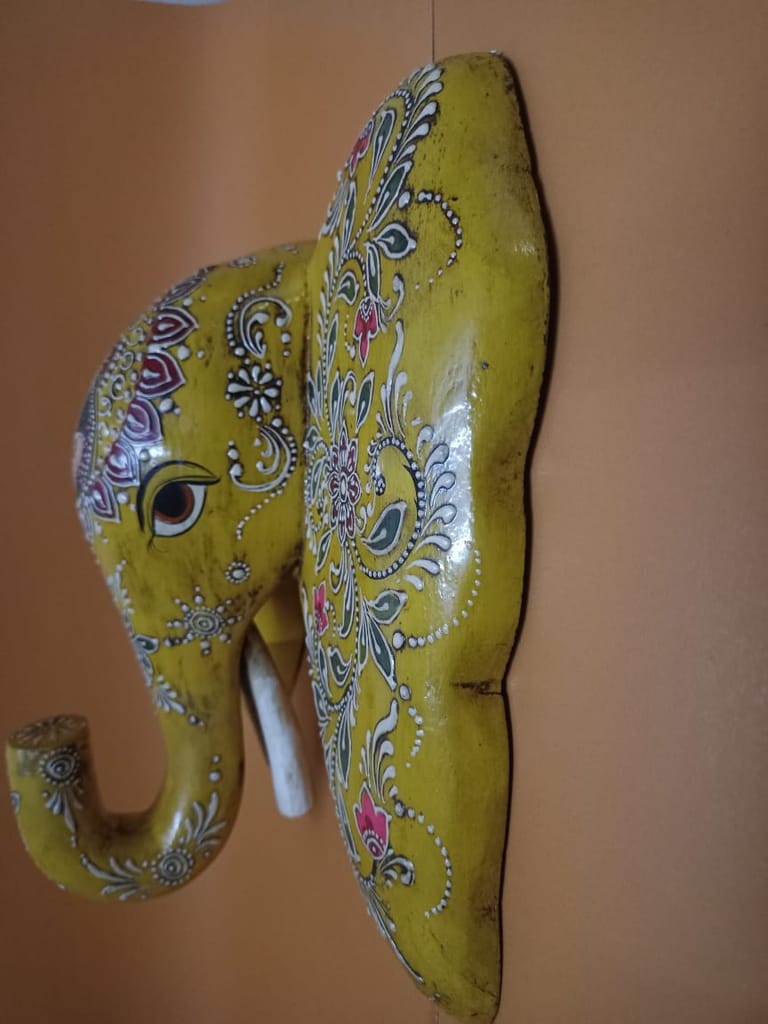 Daksh Art and Crafts decorative Wooden Elephant Head | Wall Hanging | Wall Decor for Home & Office Decor I Living Room I Guest Room I Showpiece view 2