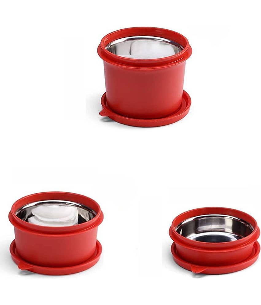 Oliveware Steel Orange Food Container ( Set of 3 )