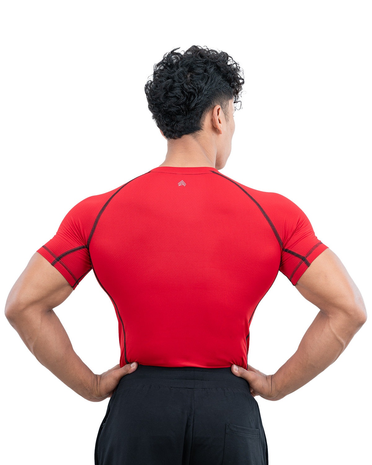Athflex Men’s Muscle Fit Half Sleeve Textured Compression T-Shirt – Quick Dry, Textured Fabric,Superhero Look ,Stretchable Sportswear for Workout,Fitness & GYM - red/XXL view 2