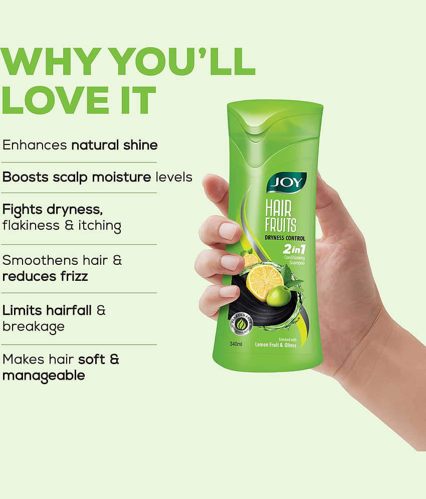 Joy Hair Dryness Control Conditioning Shampoo with Lemon & Olives 340ml, (Pack of 1) view 2