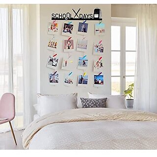 Khush Its Amazing Wood Moments Hanging Photo Display, DIY Picture Photo Frame Collage Set Includes Multi colour Clips (School Days) view 2