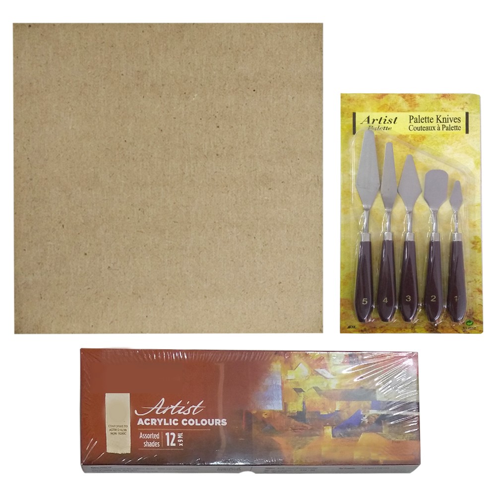 Knife Painting on MDF Square Board DIY Kit by Penkraft view 2