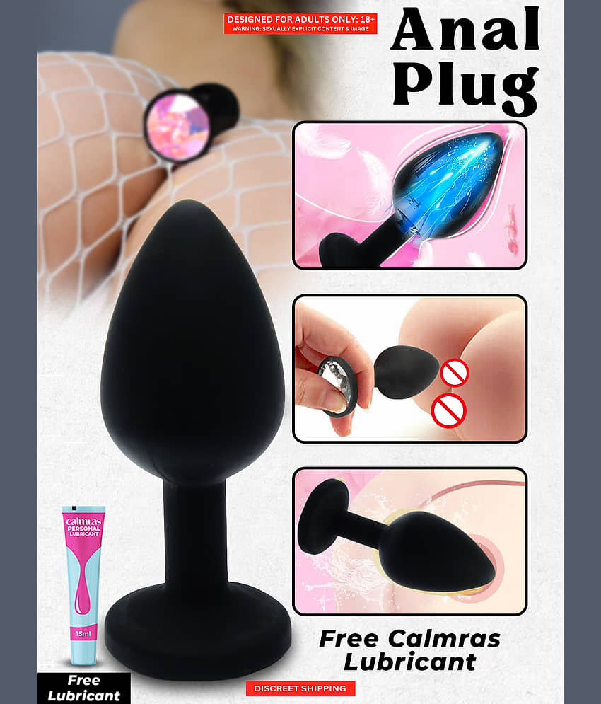 Womens Anal Plug- Small Anal Butt Plug Silicone Material with Diamond Cut Removal Jewel 3 inch Full Length Anal Toys for Women