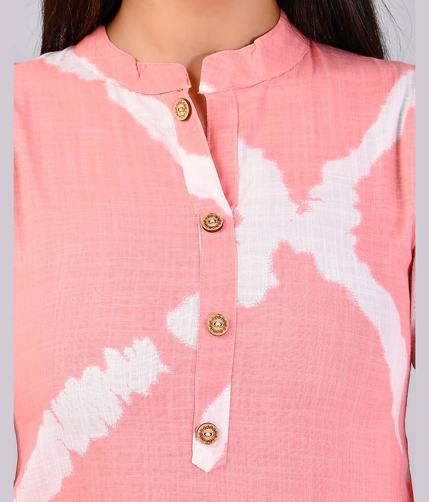MAUKA Rayon Printed Straight Women's Kurti - Pink ( Pack of 1 ) view 2