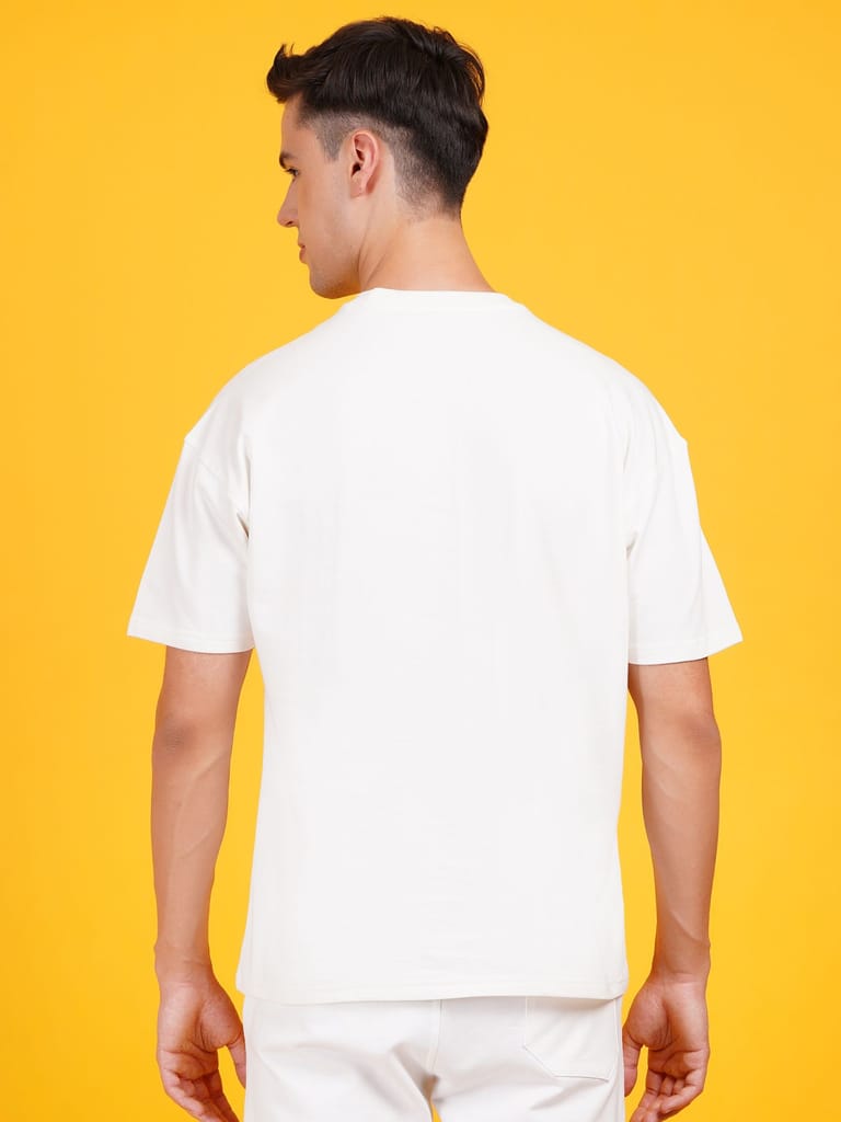 Unisex Heavy GSM Oversized Printed T-Shirt in Off White 1 set view 2