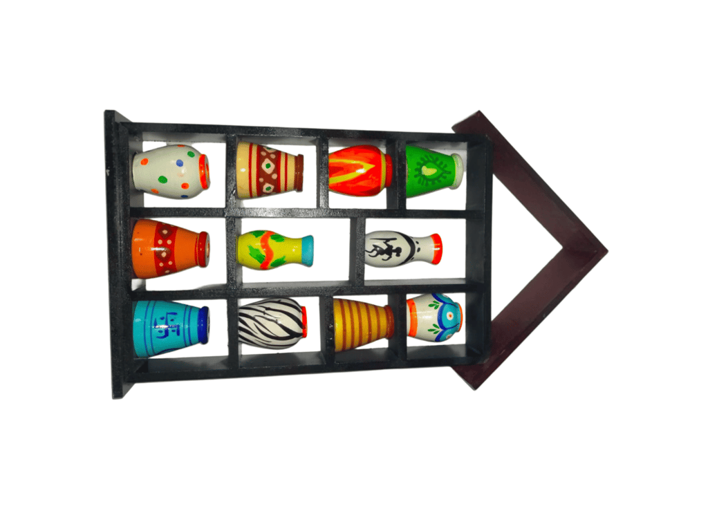 Wooden Hand Painted Vases Home Decor Showpiece view 2