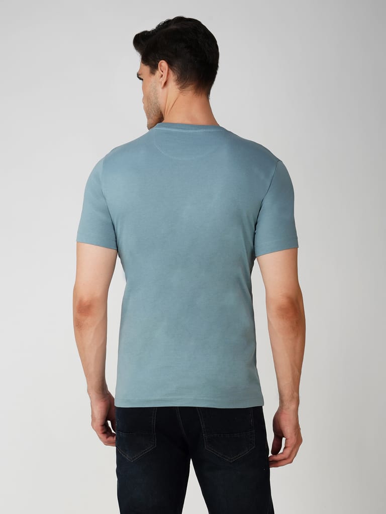 Men’s Branded 100% Cotton Jersey T-Shirt Blue view 2