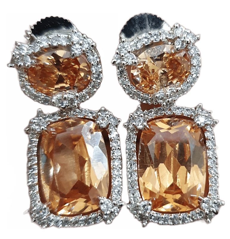 American Diamond Doublet Stones Work Partywear Earrings view 2