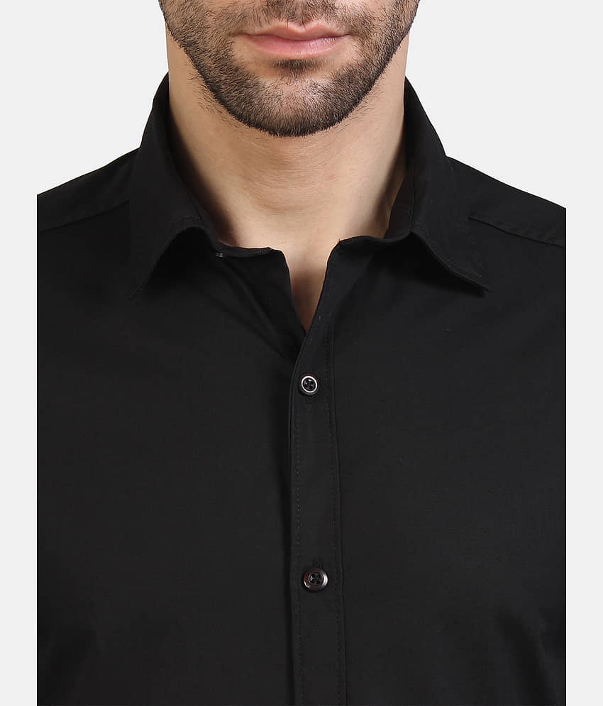 Life Roads 100 Percent Cotton Black Solids Party wear Shirt Single Pack view 2