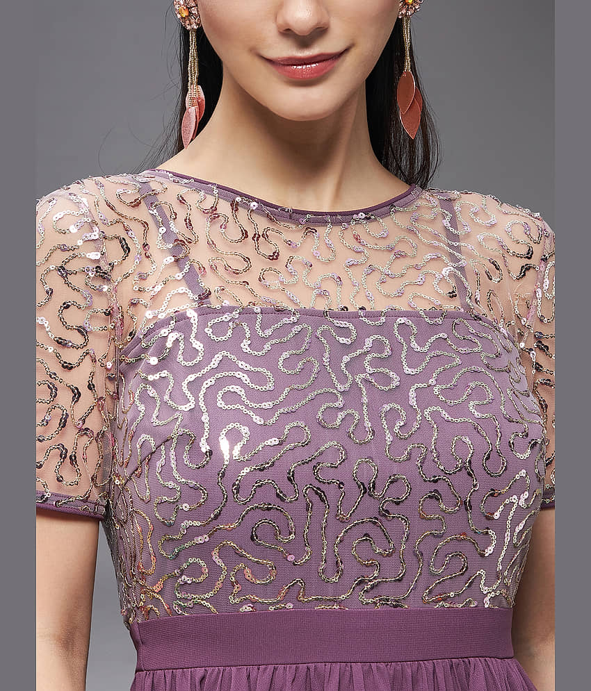 Miss Chase Women Polyester Embellished Gown ( Mauve ) view 2