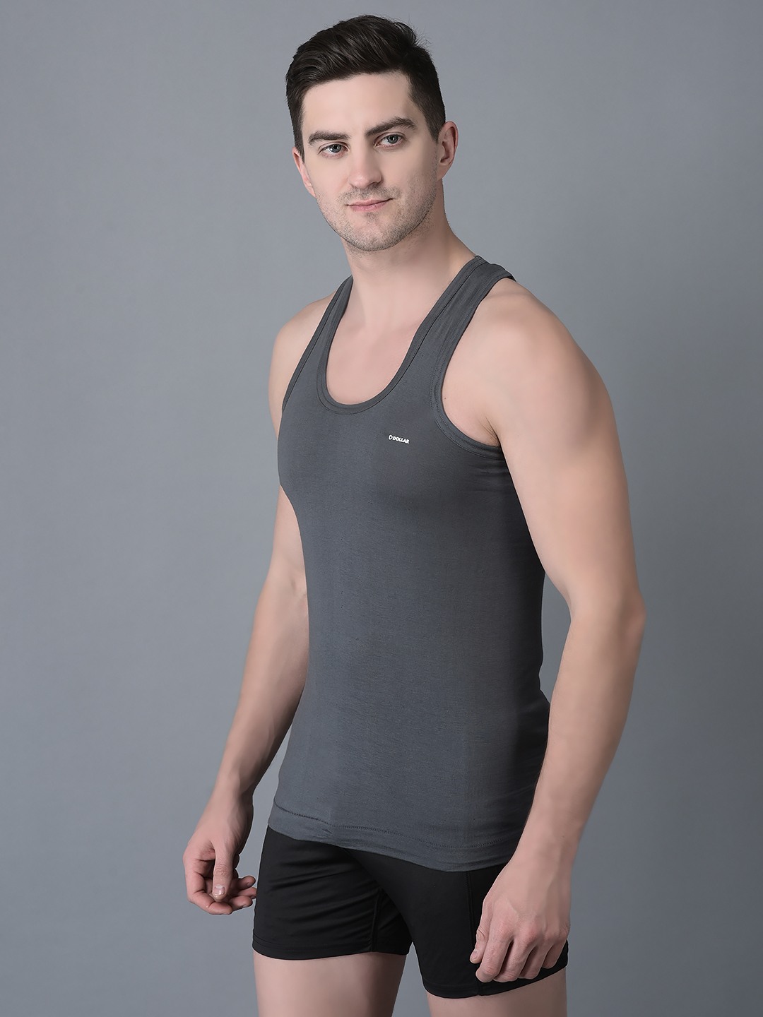 Men's Assorted Pack of 3 Solid Combed Cotton Shrinkless Vest view 2