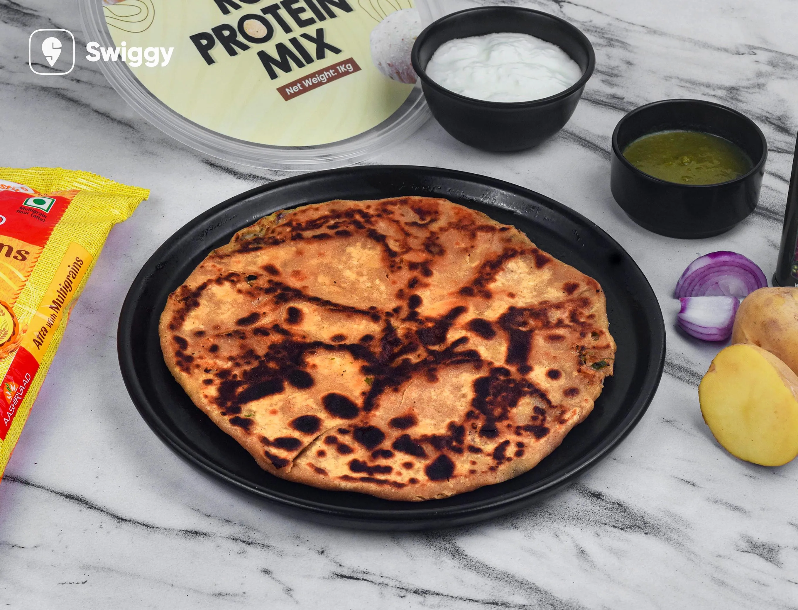 Aloo Pyaz Paratha - High Protein