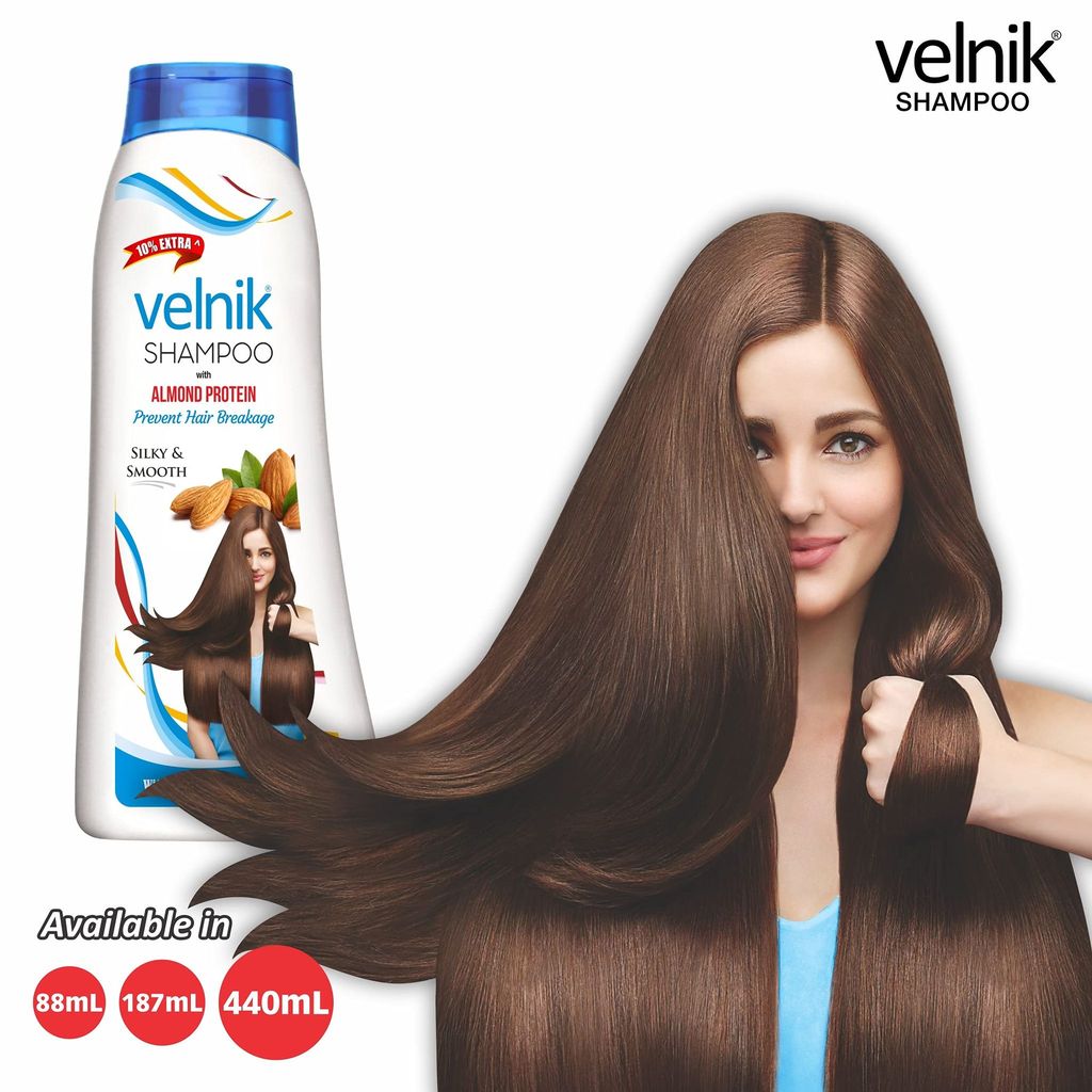 Velnik Natural Hair Shampoo Bottle With Almond Protein For Damage Hair Control Strength and Shin - 88ml (Buy 2 get 1 free) view 2