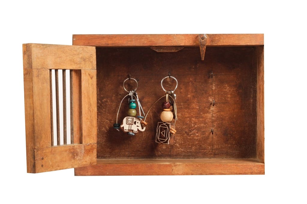 Hand Carved Wooden Keyring Mandala Square view 2