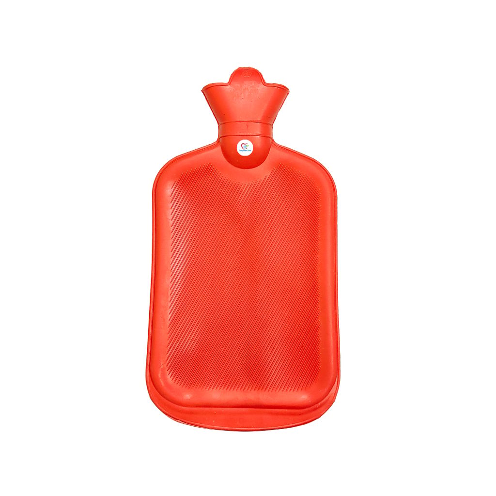 Complete Care Hot Water Bag for Full Body Pain Relief Leakproof Rubber Hot Water Bag for Sports Injury Pain Relief Massage Therapy for Men & Women Non Electric Hot Water Pouch for Cramps Relief - Red