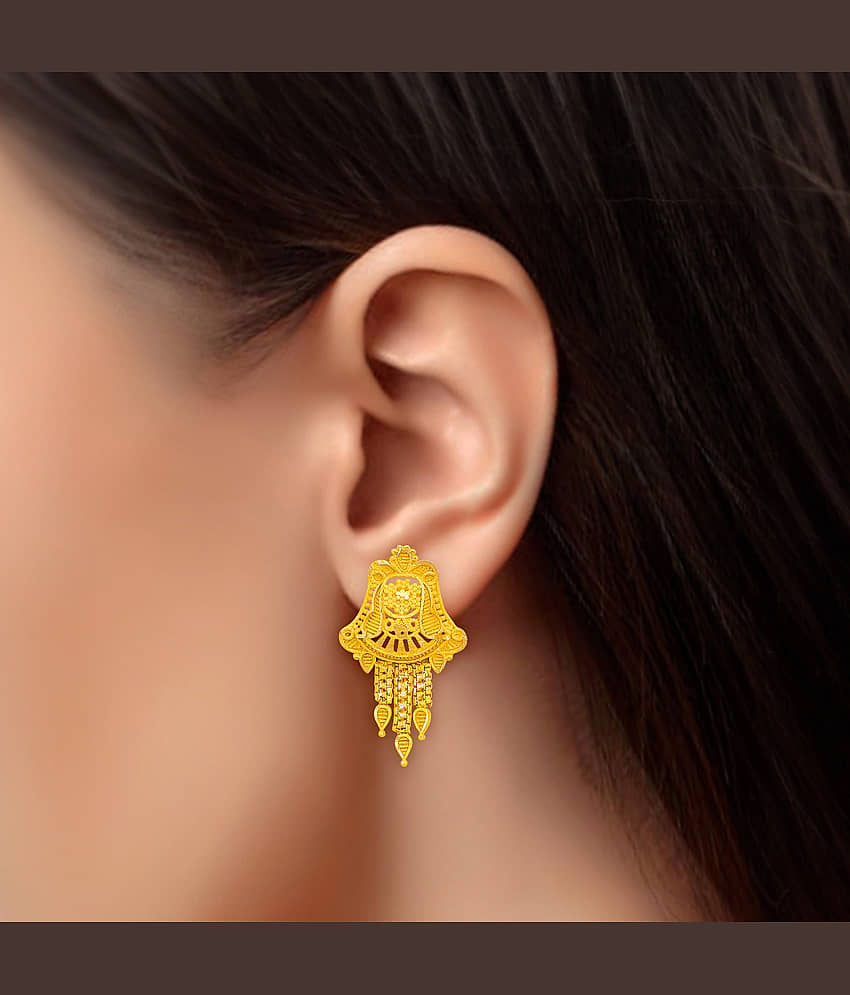 Drashti Collection Golden Stud Earrings ( Pack of 1 ) view 2