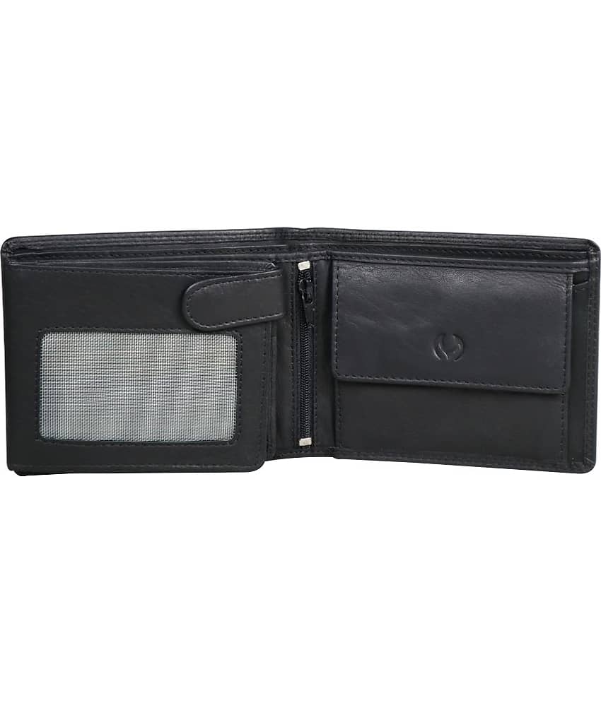 MODEWELT Black Leather Men's Two Fold Wallet ( Pack of 1 ) view 2