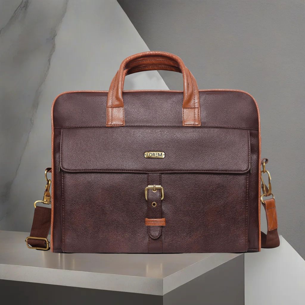 LOREM Brown Color Faux Leather 10L Laptop Messenger Bag For Men BG55 view 2