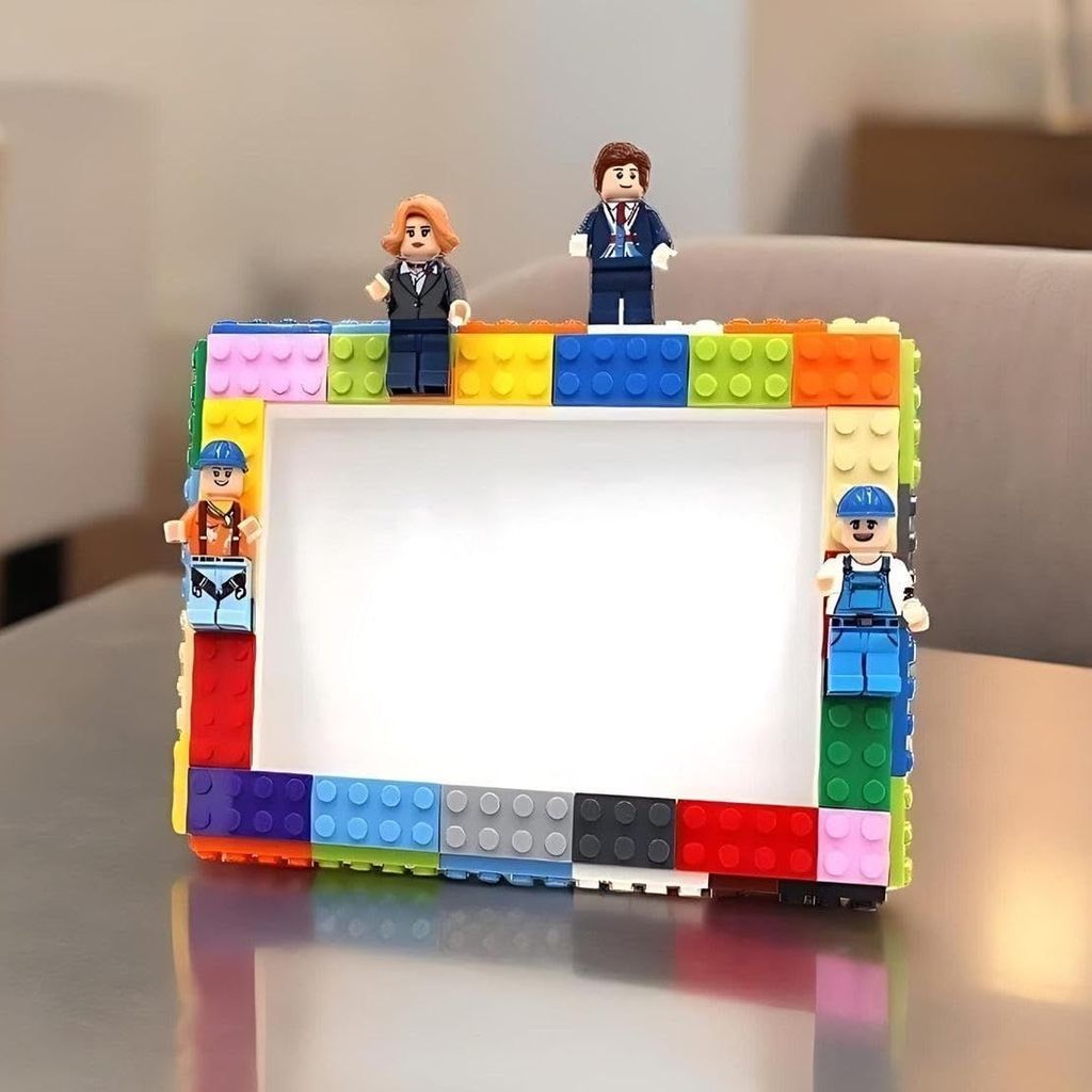 Building Blocks Theme Photo Frame with Figures and Blocks view 2